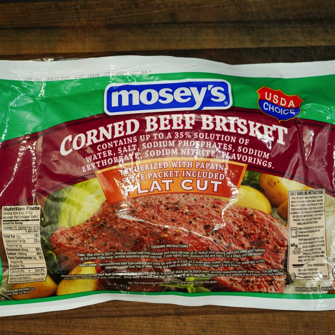 Flat Cut Corned Beef, Mosey Brand (3.2 lbs) Farmingdale Meat Market