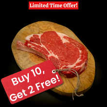 Load image into Gallery viewer, TWELVE PACK SPECIAL: USDA Choice Cowboy Steaks, Frenched, 20 oz - Buy 10, Get 2 Free - Online Only Special