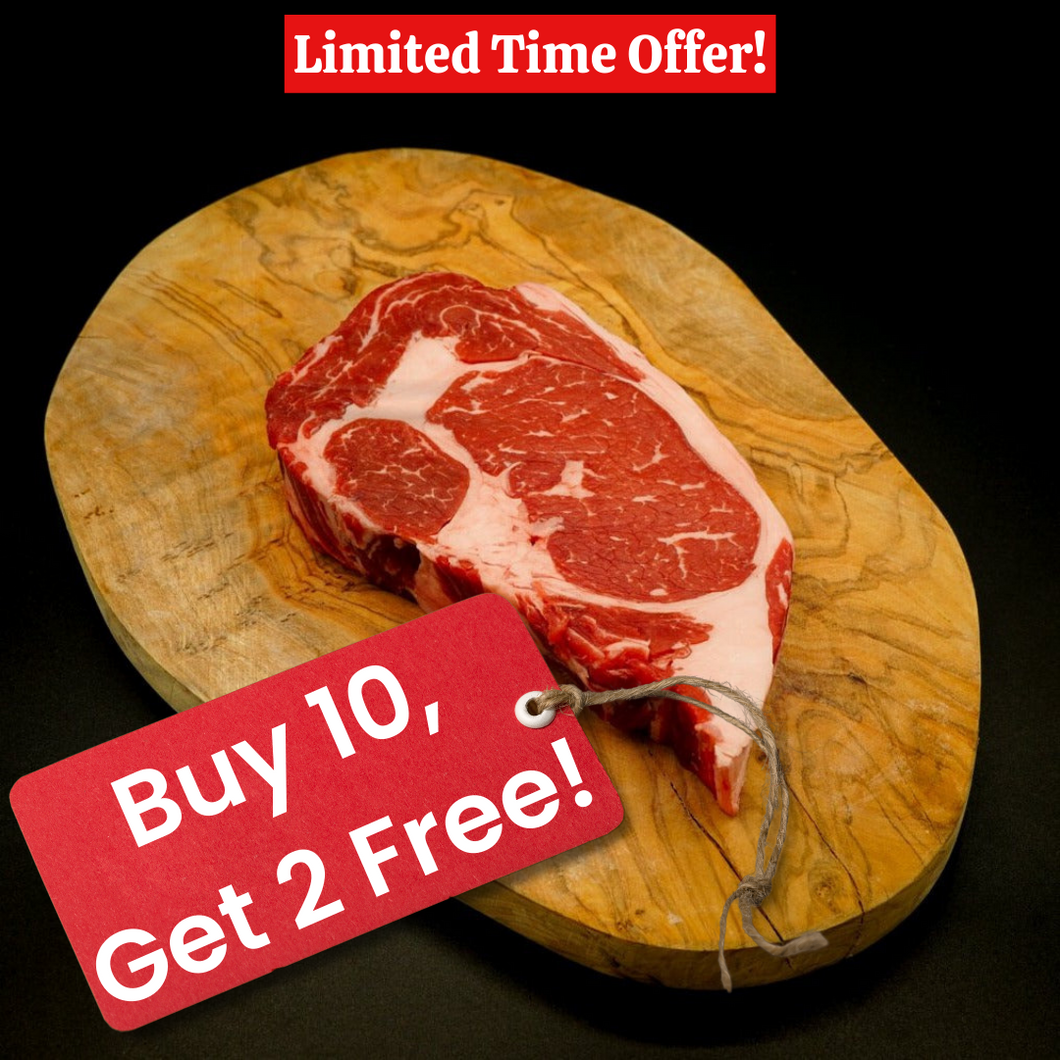 TWELVE PACK SPECIAL: USDA Choice Ribeye Steaks, 16 oz - Buy 10, Get 2 Free - Online Only Special